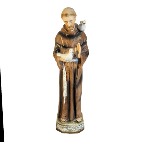 Sanmyro Japan Ceramic Monk With Doves Hand Painted Religious Figurine Figure - Picture 2 of 8
